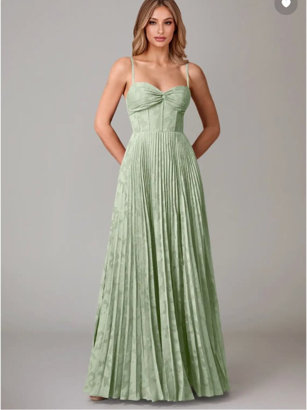 Dusty Sage Green Bridesmaid Dress (Azazie Akiko) SMALL (A2)